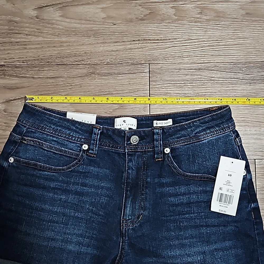 true craft Denim Mid-Rise Shorty Stretch Blue Jean Shorts 3" Inseam Women's 10 - Picture 12 of 16